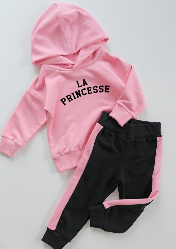 Black kids sweatpants with pink stripes