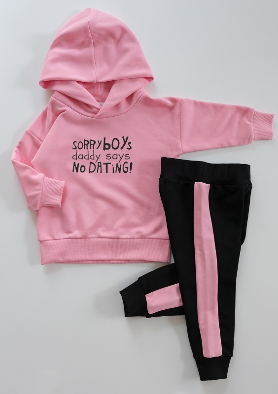 Black kids sweatpants with pink stripes