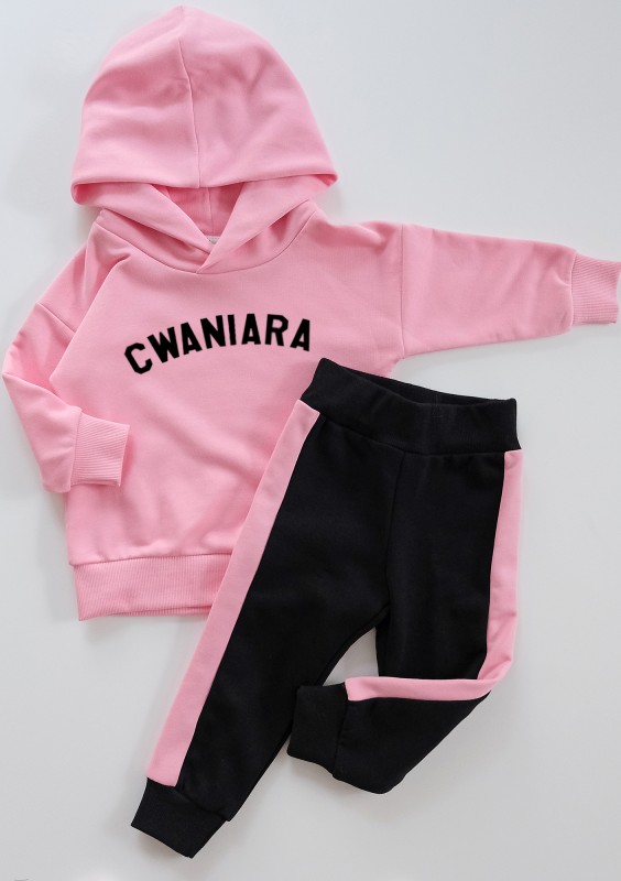 Black kids sweatpants with pink stripes