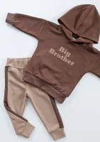 Beige kids sweatpants with brown stripes