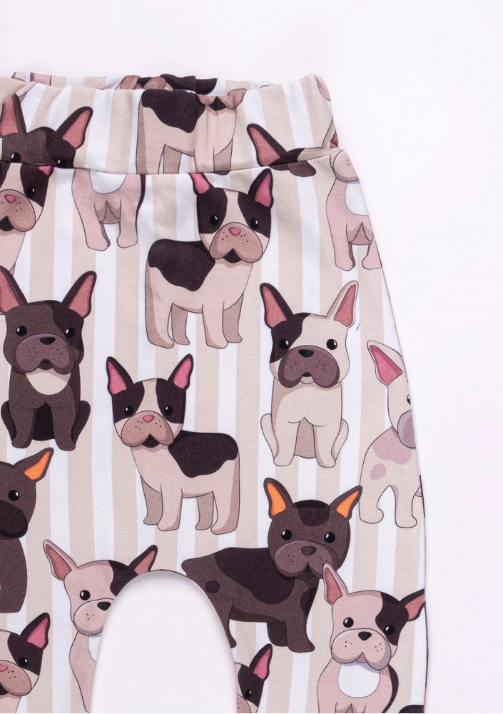 French dog printed kids trousers
