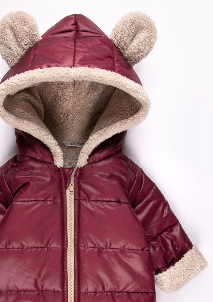 Claret winter onesie with teddy ears