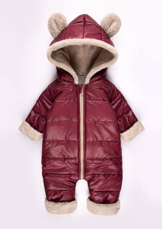Claret winter onesie with teddy ears