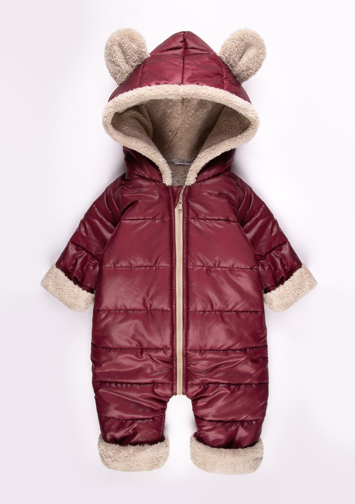 Claret winter onesie with teddy ears