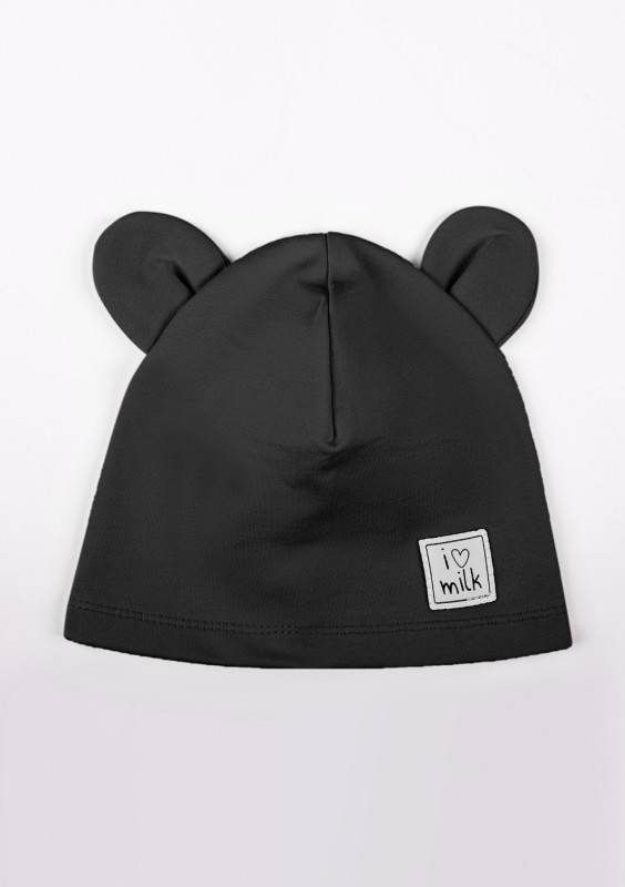 Czapka dziecięca beanie z uszami Czarna
