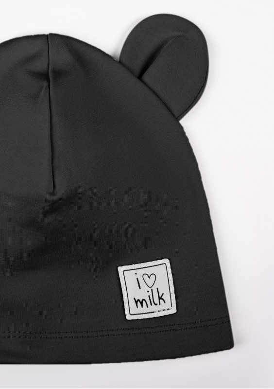Czapka dziecięca beanie z uszami Czarna