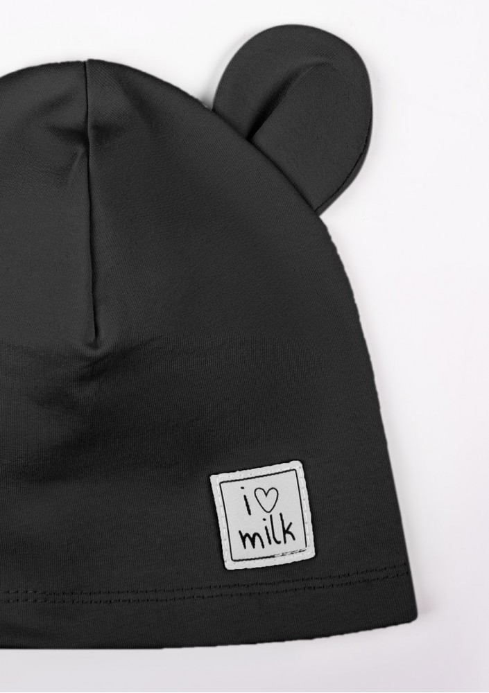 Black kids beanie with teddy ears