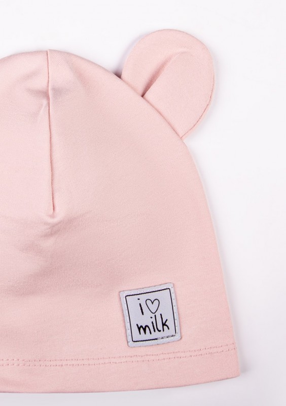 Czapka dziecięca beanie z uszami Pudrowy Róż