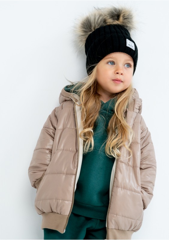 Beige lightweight jacket with hood & teddy ears