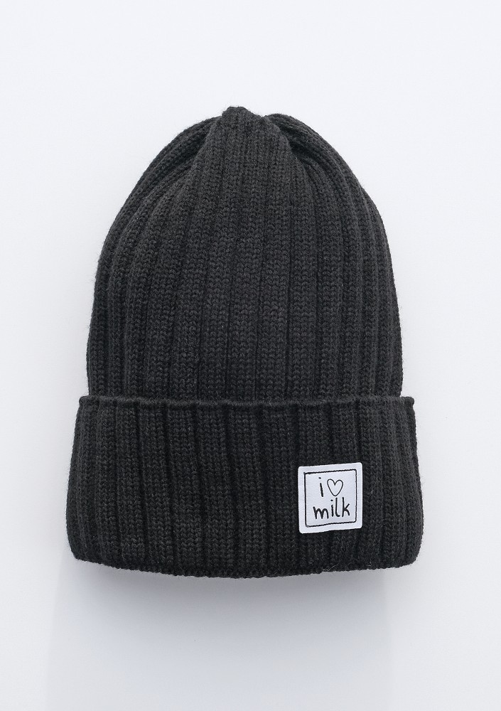 Winter knit black beanie