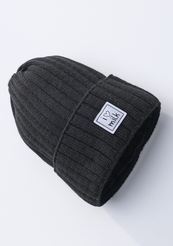 Winter knit black beanie