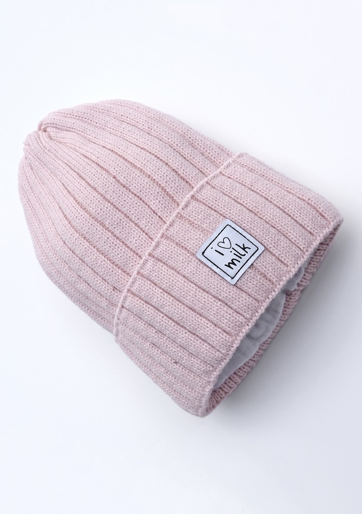 Winter knit powder pink beanie