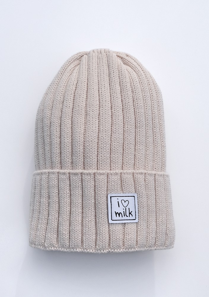 Winter knit beige beanie