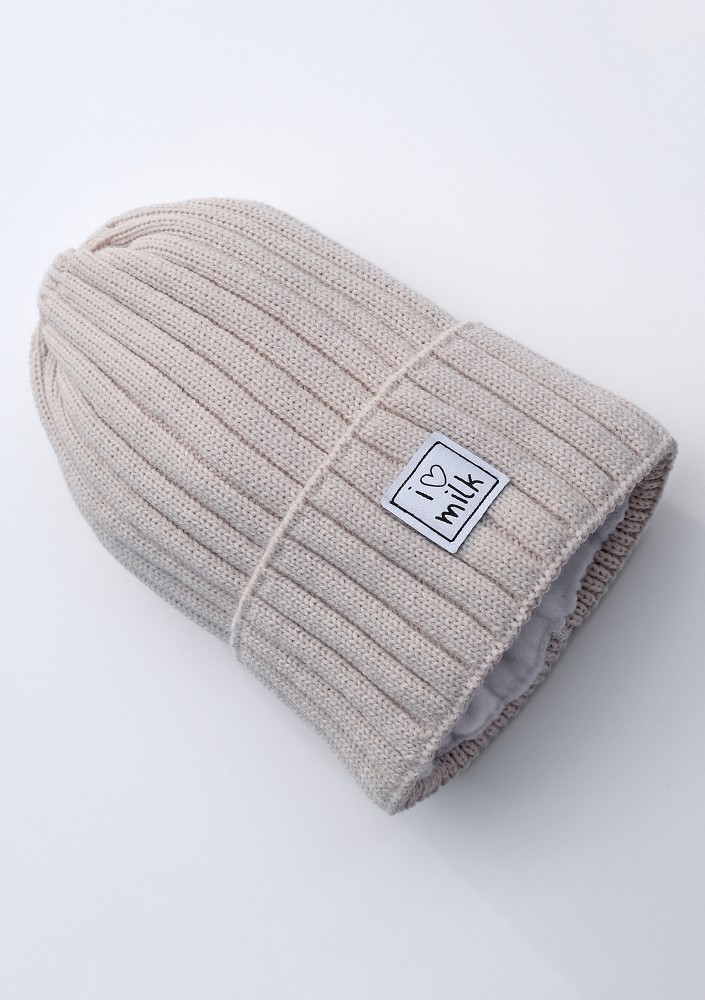Winter knit beige beanie