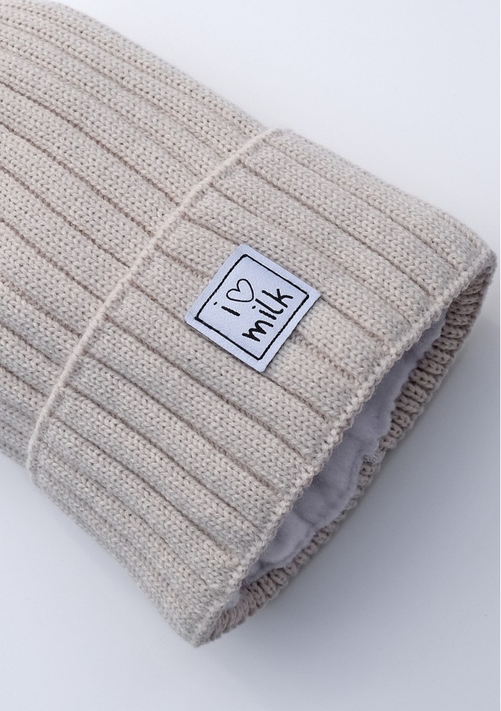 Winter knit beige beanie