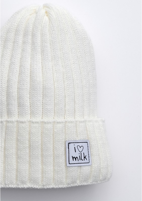 Winter knit ecru beanie