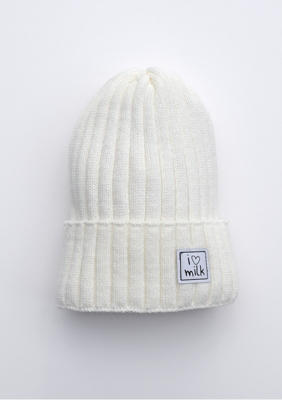 Winter knit ecru beanie