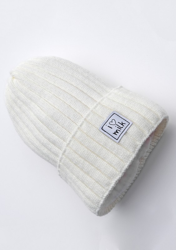 Winter knit ecru beanie