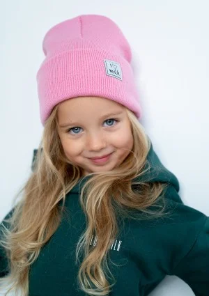 Winter pink kids beanie