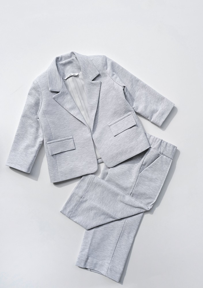 Light melange grey kids blazer