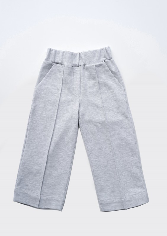 Loose light melange grey cotton kids pants
