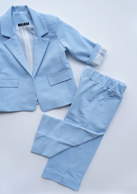 Loose light blue cotton kids pants