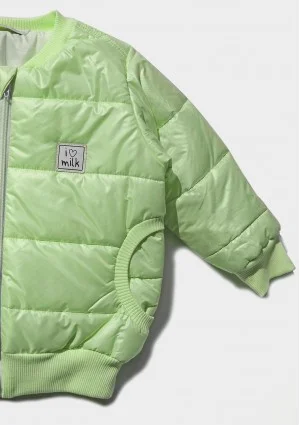 Lime green quilted bomber jacket