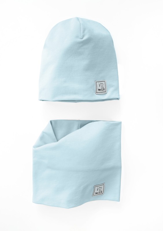 Powder pink cotton beanie and snood set