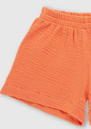 Palma - Apricot orange muslin kids shorts