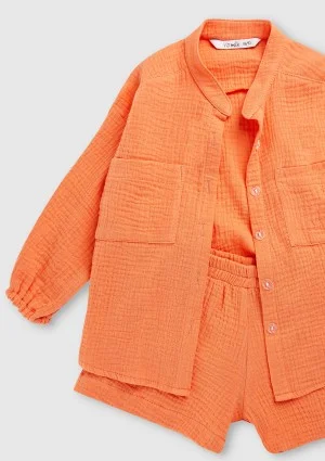 Apricot orange muslin kids shirt