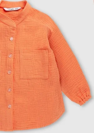 Apricot orange muslin kids shirt
