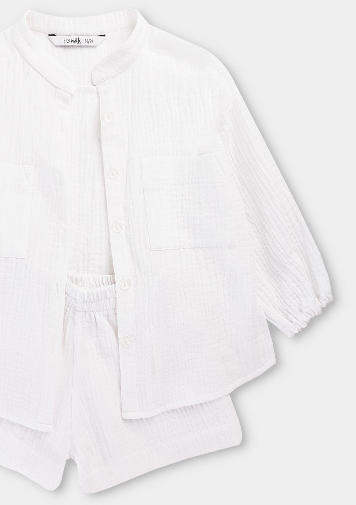 Palma - White muslin kids shorts