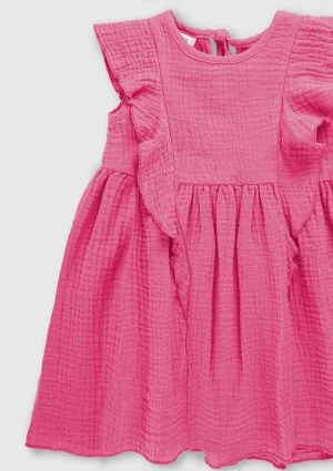 Sukienka dziecięca z muślinu Różowa