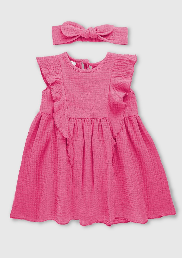 Pink muslin kids headband