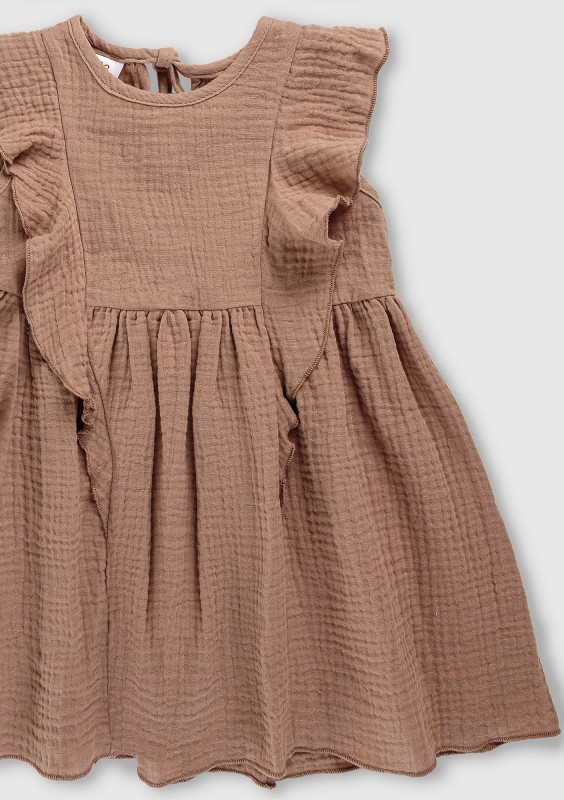 Beige muslin kids dress