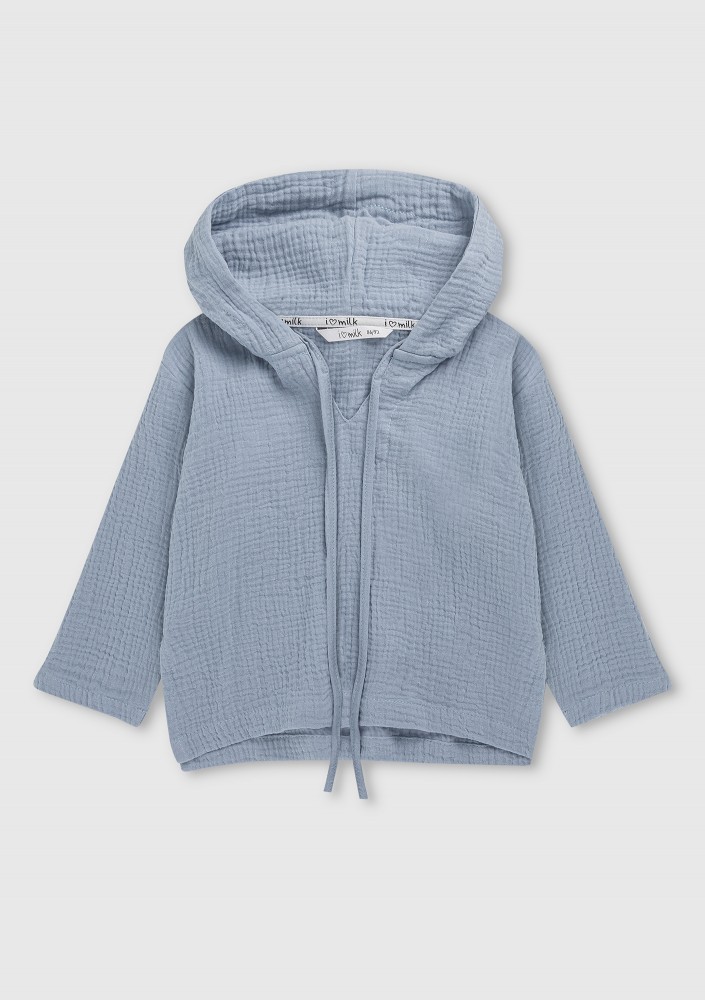 Light blue muslin kids hoodie