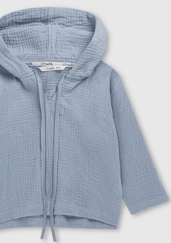 Light blue muslin kids hoodie