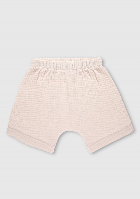 Creamy white muslin kids shorts