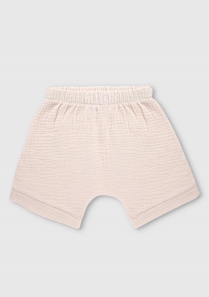Creamy white muslin kids shorts