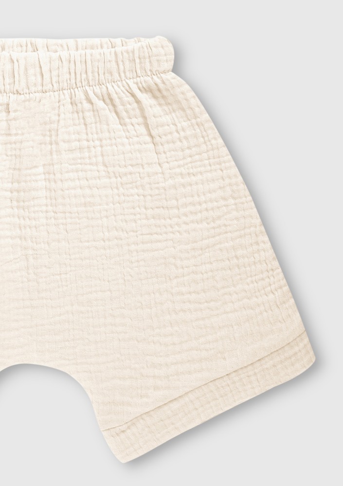 Creamy white muslin kids shorts