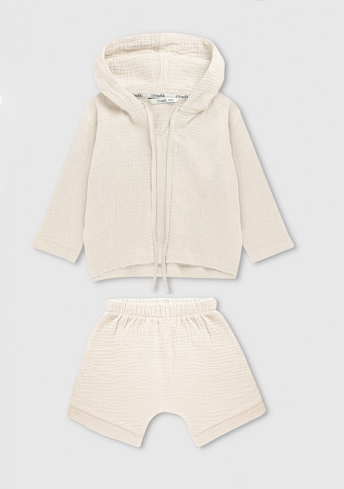 Creamy white muslin kids shorts