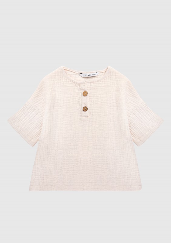 Ecru muslin kids T-shirt