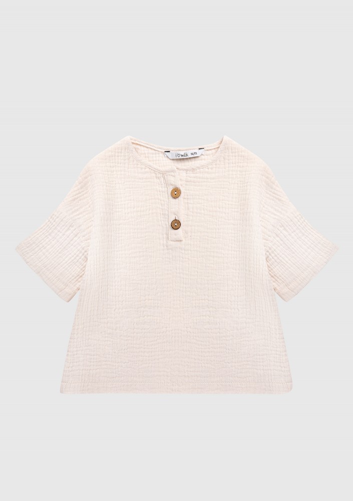Koszulka dziecięca z muślinu Ecru