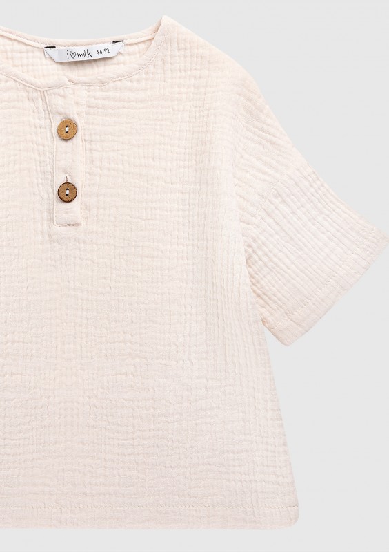 Ecru muslin kids T-shirt