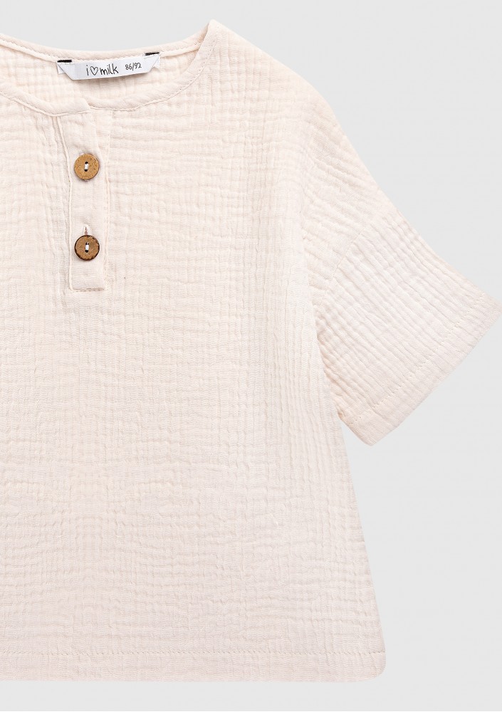 Koszulka dziecięca z muślinu Ecru