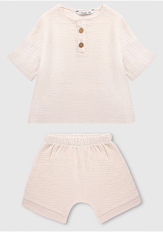 Ecru muslin kids T-shirt