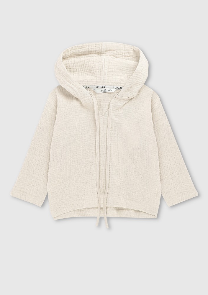 Creamy white muslin kids hoodie