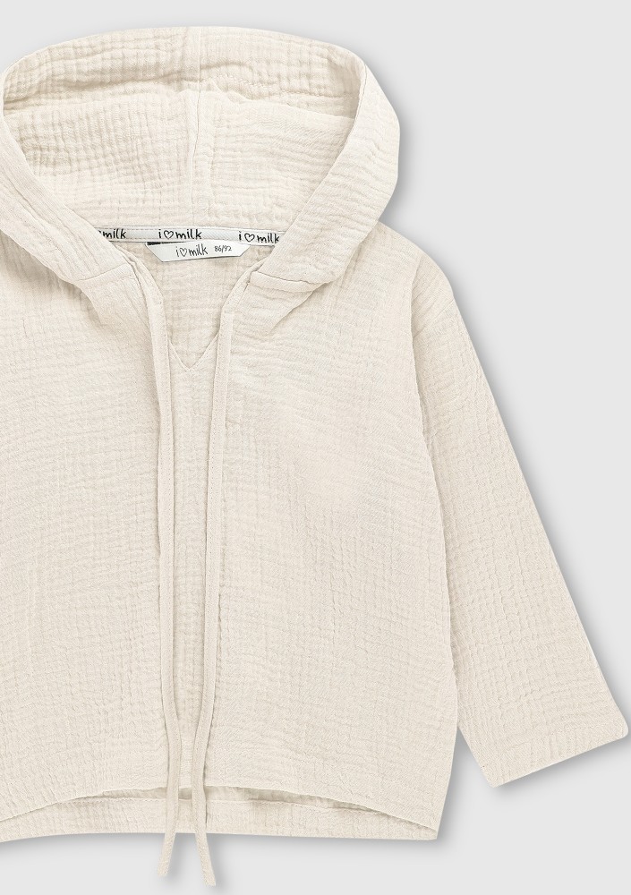 Creamy white muslin kids hoodie
