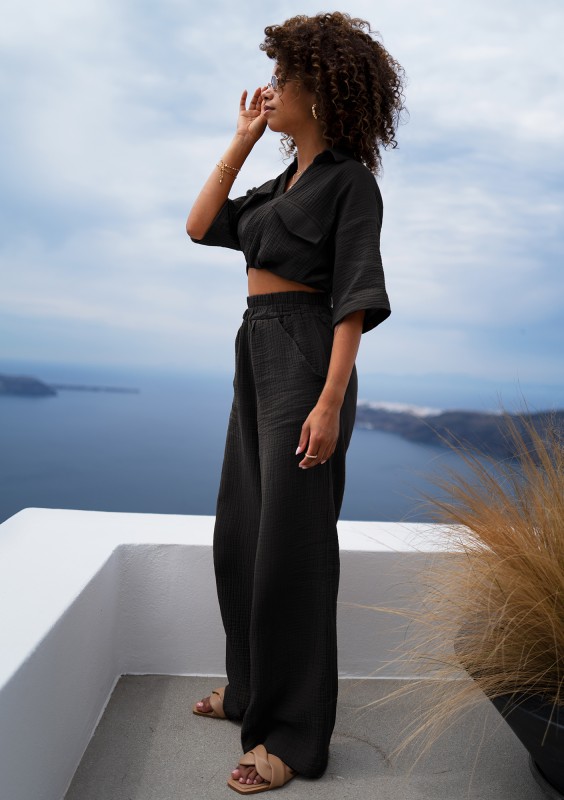 Thera - Black muslin pants