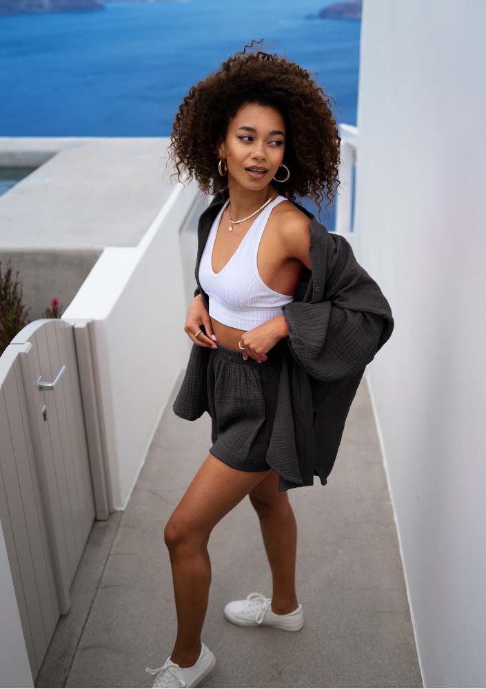 Palma - Black muslin shorts